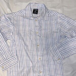Chaps Boys size 8 light blue and pink plaid on white long sleeve button up shirt